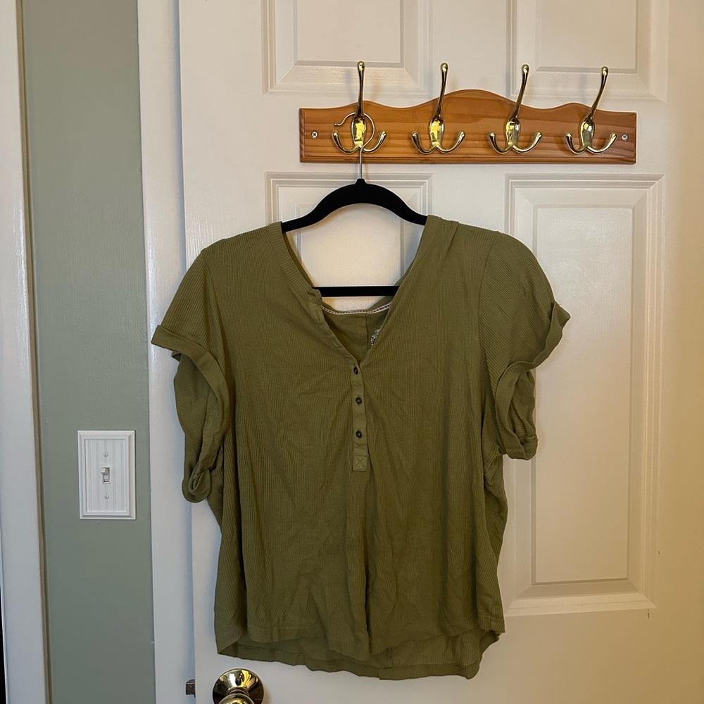 Pilcro Olive Button Down Shirt